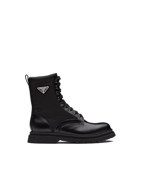 prada brushed leather and nylon combat boots|prada chelsea boots women's.